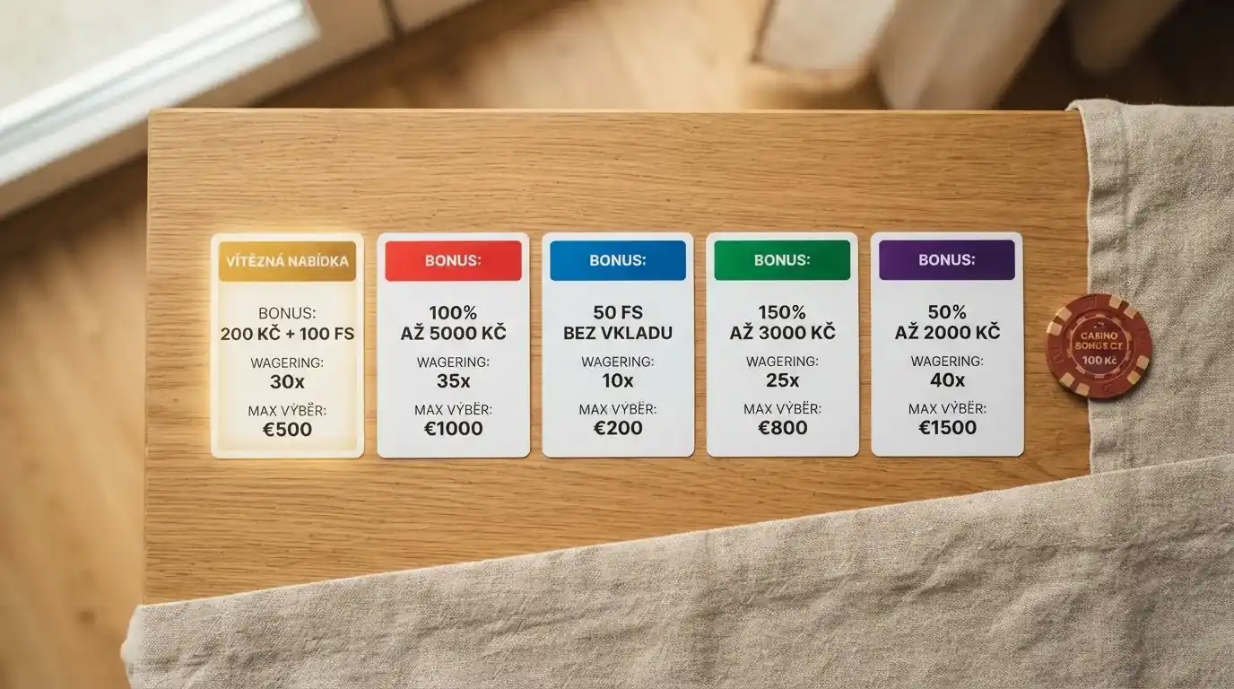 Porovnání karet deseti zahraničních casin s vyznačenými licencemi a typy bonusů