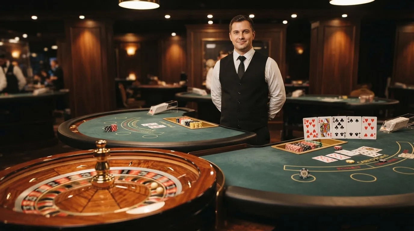 Ruleta, blackjack a poker u živých stolů s profesionálními dealery